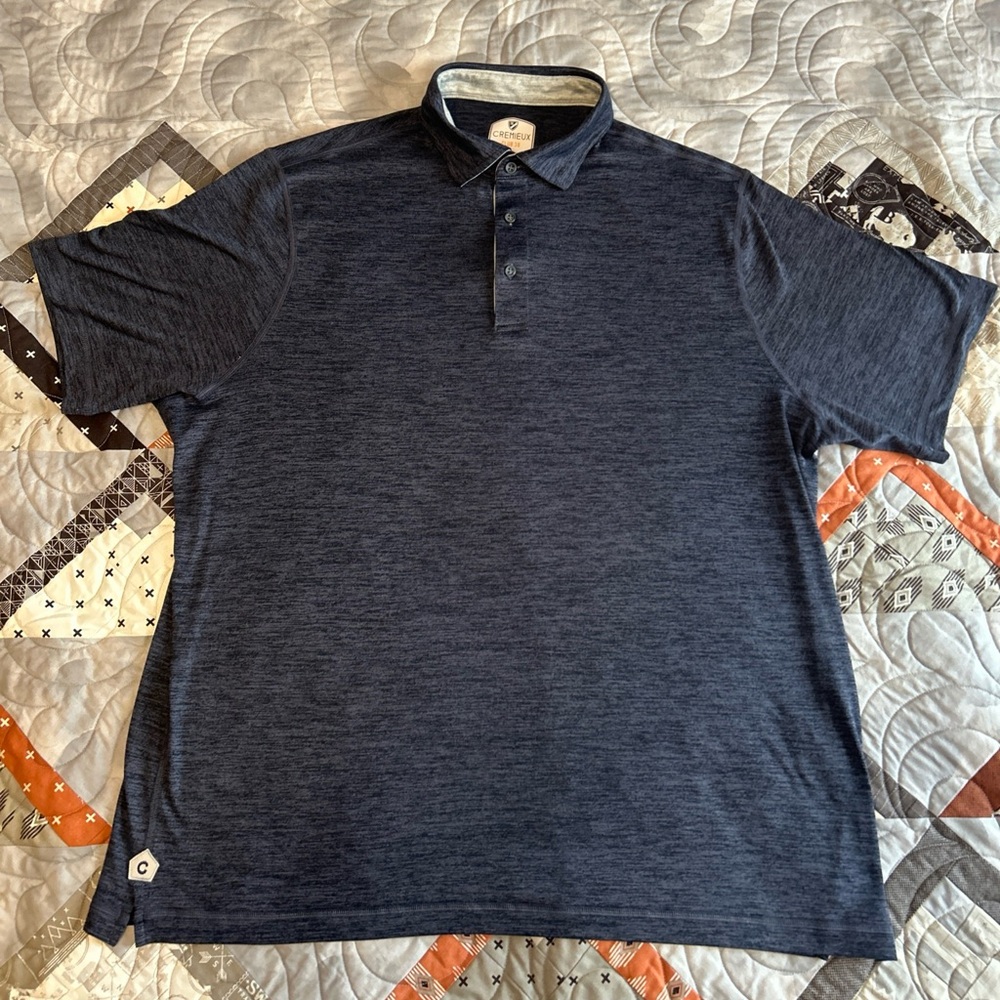 Cremieux Men’s Performance Polo Blue Heathered Golf Casual Shirt Short Sleeve
